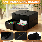 10Packs 4x6 Index Card Box,Index Card Organizer Box with Lid,Hold 10000 Cards,Black Recipe Holder for 4''x6'' Notecard Recipe Flashcard Card - Image 3
