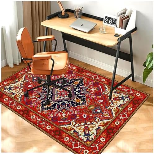 Office Chair Mat for Hardwood Floor, 48"x60" Anti-Slip Desk Chair Mat for Hard Floors, Under Desk Computer Rug for Rolling Chair, Easy Glide Floor Protector Mat for Home Office(Red) - Image 2