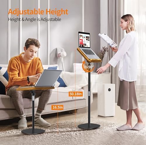 NAMON 2-in-1 Dual-use Floor & Desktop Book Stand, 100% Solid Wood, Height Adjustable from 16.5" to 51", Floor Reading Stand with Page Clip for Cookbooks, Sheet Music, Projector (with a T-Shaped) - Image 4