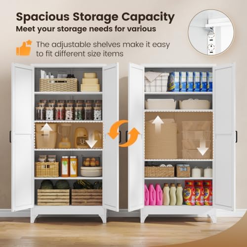 Yizosh Metal Storage Cabinet with Doors and 4 Adjustable Shelves - Image 5