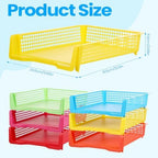 Weysat 12 Pcs Turn in Trays, Classroom Paper Tray, Rainbow, Narrow - Image 2