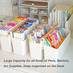 2 Pack Art Caddy Organizer Portable,Marker Box, Large Pen Holder for Desk, Art Supply Storage Bin with Adjustable Dividers for Colored Pencils,Markers,Craft Organizers (Blue Divider) - Image 2