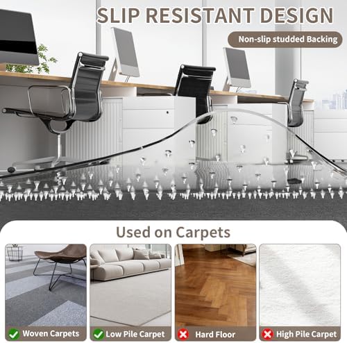 Office Chair Mat for Low Pile Carpet, 48"x60" Clear Smooth Glide with Lip - Image 5