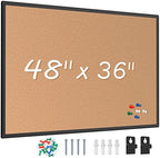 Bulletin Board 48 x 36, Black Aluminium Framed 4x3 Corkboard , Large Wall Mounted Notice Board with 18 Push Pins for School, Home & Office by Justdowhatyouwanttodo