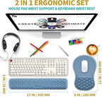 Hokafenle 2 in 1 Ergonomic Mouse Pad Wrist Support & Wrist Rest for Computer Keyboard Set, with Relieve Carpal Tunnel Pain Massage Bulge and Full Memory Gel Design (2In1 Set, Lake Blue) - Image 2