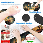 4-Piece Extended Large Mouse Pad Set for Women Men with Castle Night Design Includes 35.4 x 15.7 XXL Large Mouse Pad Keyboard Wrist Rest Mouse Wrist Support and Coaster for Office Home - Image 6