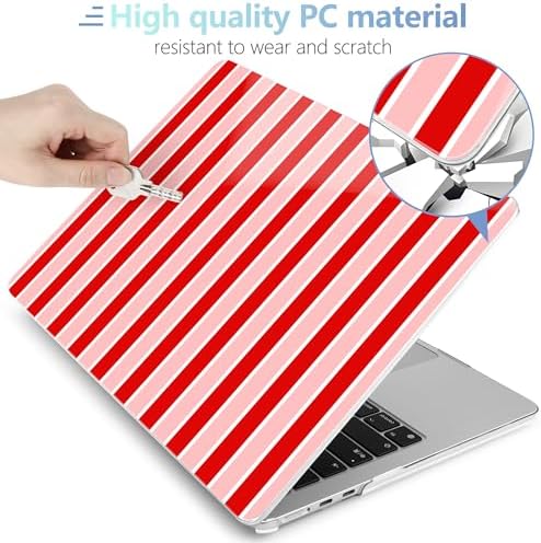 MEEgoodo for M5/M4/M3/M2 MacBook Air 15 inch Case 2026 2025 2024 2023, Case Fit Model (A3448/A3241/A3114/A2941) for MacBook Air 15.3 inch, Red&White Stripe - Image 4