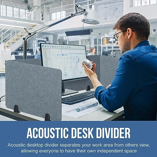 Yaomiao 3 Pcs Acoustic Desk Divider Soundproof Desk Privacy Panel Freestanding Desk Partitions Sound Absorbing for Students Office Reduce Noise Visual Distractions (47.3 x 16", 24 x 16", Light Gray) - Image 4