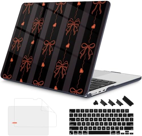 Mektron for 2026/2025/2024/2023 MacBook Air 15 INCH M5 A3448 /M4 A3241 /M3 A3114 /M2 A2941 Case, Printed Plastic Hard Shell Cover with 15.3" Liquid Retina Display Touch ID, Bows MK031 by Unknown