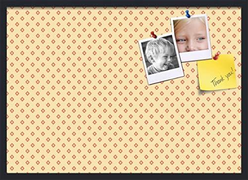 PinPix 34x24 inch Cork Bulletin Board. This Decorative Framed Pin Board Comes with Diamonds in Red and Yellow Design and Satin Black. Ideal for Home, Office Decor or School (PinPix-333) by PinPixBulletinBoards