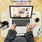 Zapuno Laptop Lap Desk, Foldable Laptop Table Tray with 4 USB Ports Storage Drawer and Cup Holder, Lap Bed Desk Notebook Stand Laptray Portable Standing Table for Bed Couch Floor - Image 4