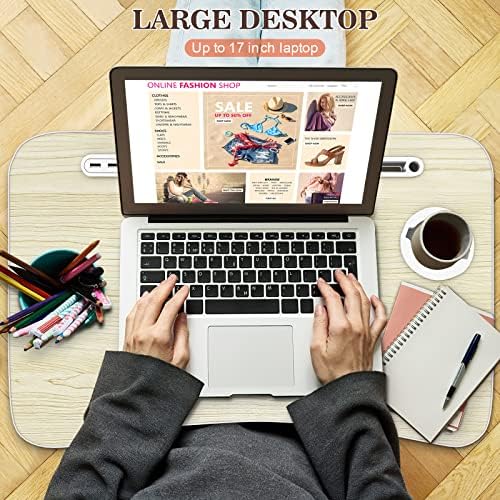 Zapuno Laptop Lap Desk, Foldable Laptop Table Tray with 4 USB Ports Storage Drawer and Cup Holder, Lap Bed Desk Notebook Stand Laptray Portable Standing Table for Bed Couch Floor - Image 4
