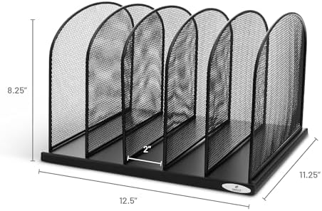 Safco Onyx Desk Organizer, 5 Tiered Vertical Compartments, Office and Classroom Mailbox , Paper and Mail Sorter, Steel Mesh, Black - Image 5
