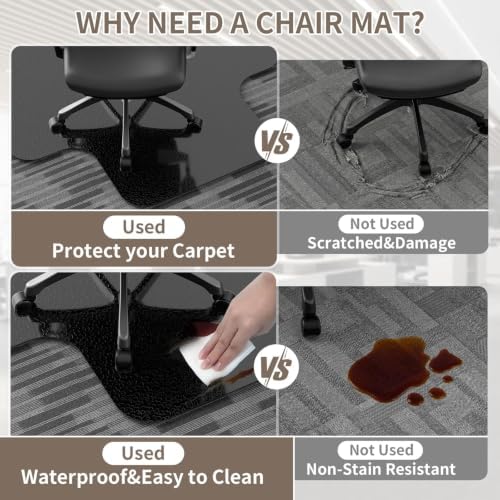 Office Chair Mat for Low Pile Carpet, 36"x48" Smooth Glide with Lip - Image 6