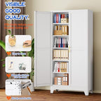 GAIOUS 75'' Tall Metal Garage Storage Cabinet,File Cabinet with 2 Doors and 5 Adjustable Shelves, Outdoor Steel Tool Cabinet for Home,Office,Warehouse,Garage,White - Image 3