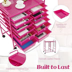 LDAILY 12 Drawer Rolling Storage Cart, Craft Cart Organizer on Wheels w/Metal Frame, Large Capacity & Smooth Drawer, Rolling Cart w/Drawers for Classroom, Office - Image 5