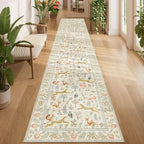 DUKINO 2x12 Washable Runner Rug, Non Slip Animal Rug for Kitchen, Beige by DUKINO