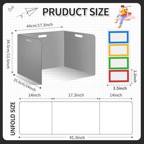 24 Pcs Desk Dividers for Students Plastic Durable and Waterproof Privacy Folders Shields Test Dividers with Classroom Privacy Boards for School Study Teacher Supplies (24pcs Grey) - Image 2