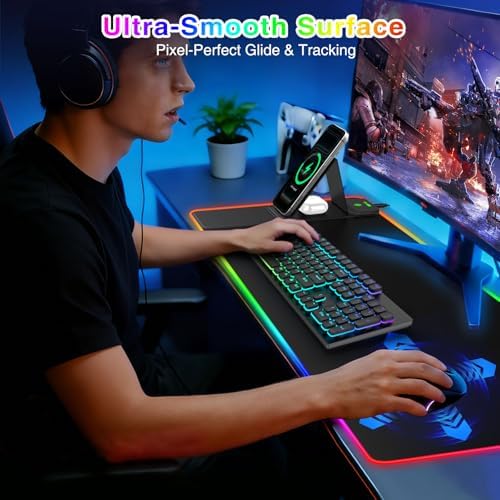 RGB Gaming Mouse Pad with Magnetic Wireless Charging & Foldable Phone Stand - Image 4