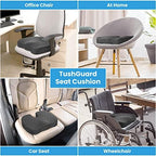 TushGuard Seat Cushion - Memory Foam Cushion for Office Chair, Car Seat, Airplane, Bleacher - Sciatica & Hip & Coccyx Pain Relief Cushions for Long Sitting Office Workers, Car Drivers (Grey, X-Large) - Image 5