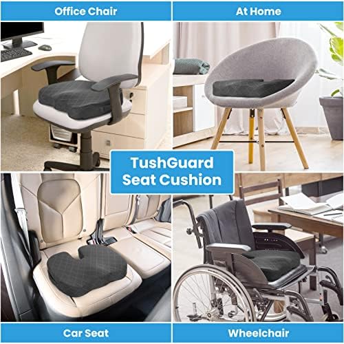 TushGuard Seat Cushion - Memory Foam Cushion for Office Chair, Car Seat, Airplane, Bleacher - Sciatica & Hip & Coccyx Pain Relief Cushions for Long Sitting Office Workers, Car Drivers (Grey, X-Large) - Image 5