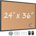 Cork Board Bulletin Board 24 x 36, Black Aluminium Framed 2 x 3 Corkboard, Office Board for Wall Cork, Large Wall Mounted Notice Pin Board with 16 Push Pins for School, Home & Office by Justdowhatyouwanttodo