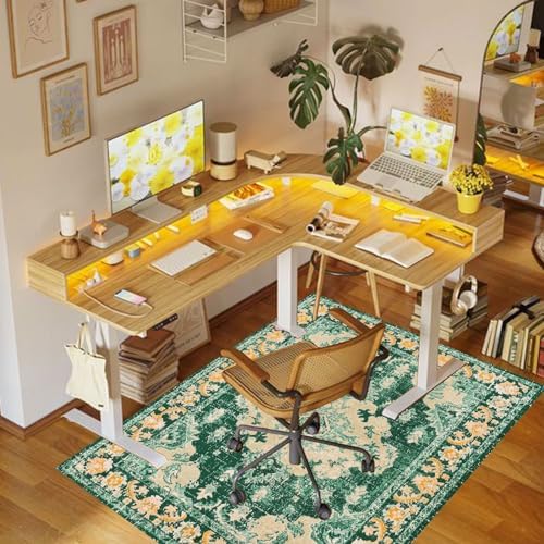 Office Chair Mat for Hardwood Floor, 48"x60" Desk Chair Rug for Rolling Chair Easy to Clean, Anti-Slip Floor Protector Rug Easy Glide Desk Computer Chair Mat for Home Office(Green) - Image 2