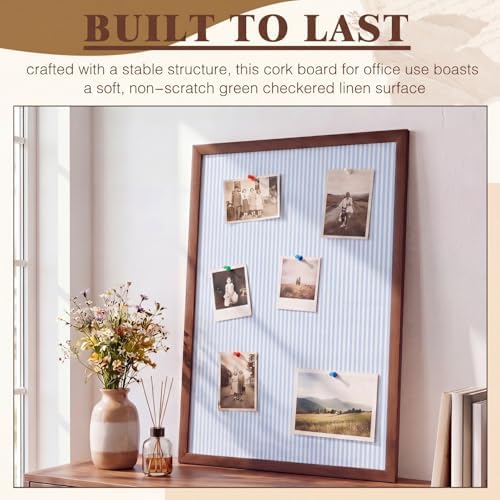 Leinuosen 17" x 23" Cork Bulletin Board, Blue Stripe, Wood Frame - Image 5