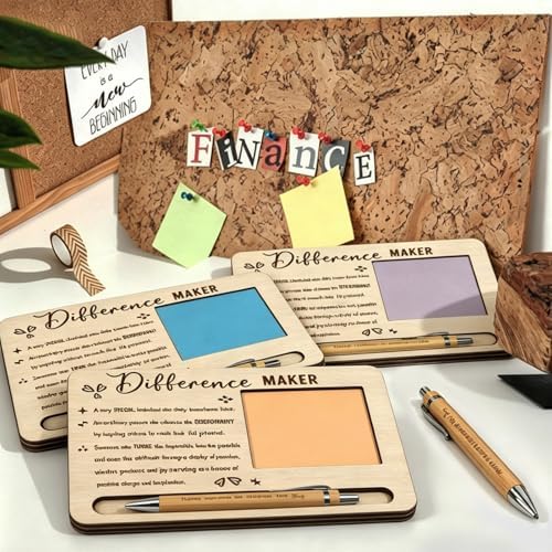 10 Sets Difference Maker Gift Appreciation Gifts Bulk Includes Wooden Sticky Note Holder Sticky Notes Ballpoint Pens Thank You Gifts for Employee Coworkers Teacher (Difference Maker) - Image 7