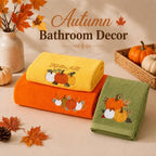 Peryiter 3 Pcs Fall Pumpkin Hand Towels Set in Orange Yellow Green - Image 6