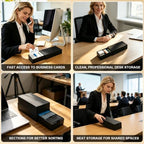 Business Card Storage Box 6 Pack, Stackable Card Organizer with Pull-Out Drawers and 24 Sections, Holds Up to 3000 Cards, Black Corrugated Desktop Filing Boxes with Labels - Image 6