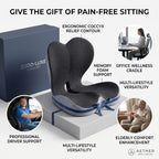 Memory Foam Office Chair Cushion with Lumbar Support Pillow – Ergonomic Desk Chair Cushion for Sciatica & Tailbone Pain Relief, L-Shaped Seat Cushion for Car, Truck, & Airplane Seat (Non-Slip Base) - Image 6