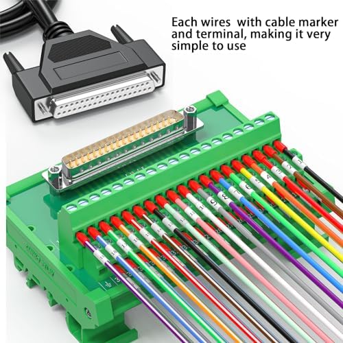 DB37 Male Breakout Cable, D-Sub 37 Pin to Bare Wire Open End Cable with Labeled Terminals, 26AWG 3.3FT 37 Conductors Wiring Harness for CNC, PLC and Industrial Control Applications - Image 4