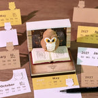 3D Memo Pad Time Piece Calendar 2027, 3D Tear-Off Art Desk Calendar 2027, Creative 3D Memo Pad Paper Art Tree House DIY Paper Carving Decoration (owl) - Image 5