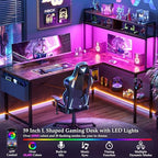 Aheaplus 59" L Shaped Desk Gaming Desk with LED Light & Power Outlet - Image 5