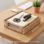 Set of 2 Letter Tray Water Hyacinth,Desk Organizer for Office Supplies - Image 2