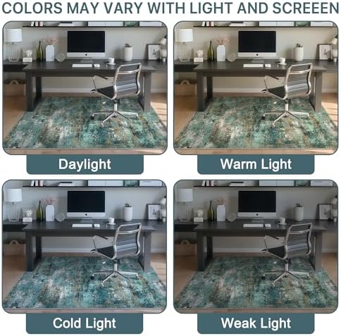 36"x60" Office Chair Mat for Hardwood Floor, Non-Slip Washable Teal Blue - Image 6