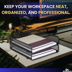 1InTheOffice Letter Trays for Desk Stackable, Front-Load Mesh Desk Tray Organizer, Black, 2 Pack - Image 7