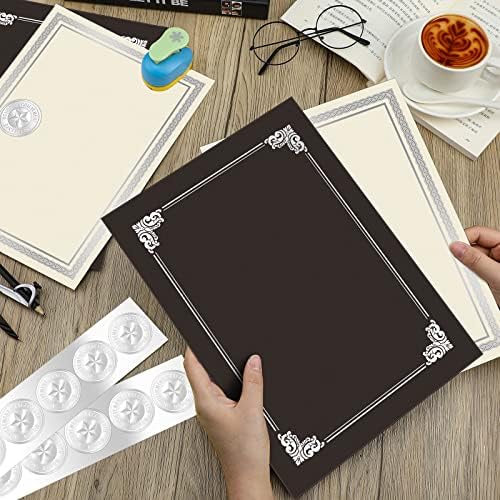 Epakh 72 Pcs Certificate Kit Includes 24 Certificate Holders and 24 Papers 24 Foil Award Seals Stickers Diploma Covers Graduation Competition Supplies(Black, Silver) - Image 6