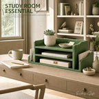 Wood Desk Organizer: File Organizer for Office Desk & Study, Green - Image 3