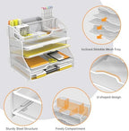 YINGHUA 5-Tier Mesh Desk Organizer, Letter Tray - White - Image 5