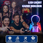 YuanDian Gamer Gifts for Teenage Boy, Desk Gaming Headset and Controller Stand with Blue Pink LED Night Light, Acrylic Wooden Controller Holder with PCB Pattern, Desk Decor Gift - Image 4