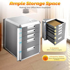 Desk Organizer with 5 Drawers, Metal Desktop Storage Cabinet File Holder with Locks and Keys, Filing Case Literature Organizer for Office Home, L12.4*D13.8*H16in, Silver & Grey - Image 3