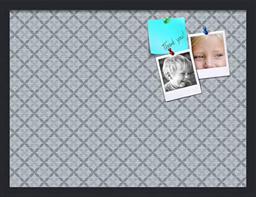 PinPix 24x18 inch Cork Bulletin Board. This Decorative Framed Pin Board Comes with Diamond Pattern in Shades of Blue Design and Satin Black. Ideal for Home, Office Decor or School (PinPix-222) by PinPixBulletinBoards