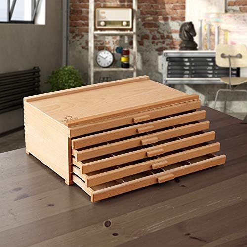 7 Elements 10 Drawer Wooden Artist Storage Supply Box for Pastels, Pencils, Pens, Markers, Brushes and Tools - Image 2