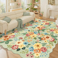 DUKINO 8x10 Area Rug for Living Room, Floral Washable Rug Non Slip, Green by DUKINO