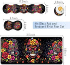 TGFEWYTJYJ Extended Gaming Mouse Pad,Memory Foam Ergonomic Keyboard Mouse Wrist Rest Support Set,Large Desk Mat with Stitched Edges,Non-Slip Base Mousepad Home Office,Skull in Flowers - Image 2