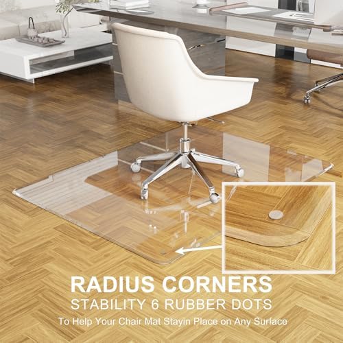 MESAILUP Beveled Edge Office Chair Mat for Carpet or Hardwood Floor 48" x 48" Clear Chair Mats for a Smooth Glide and Easy Roll On/Off, Heavy Duty and Non-Slip Pad Floor Ultimate Desk Chair Mat - Image 3