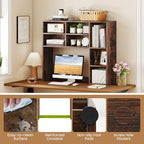 Desk Hutch, Desktop Organizer with 7 Cubes & 3 Adjustable Shelves, 3 Tier Wooden Display Rack, 37” Counter Top Bookshelf for Dorm, College, Home Office, Hutch Top Only - Image 7