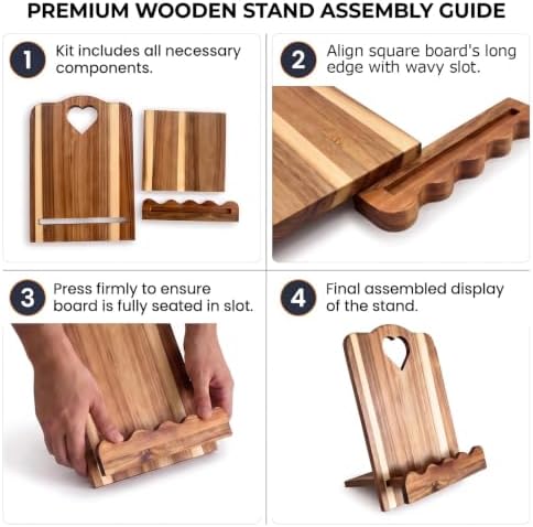 Wooden Cookbook Stand, Scalloped Recipe Book Holder for Counter - Image 3